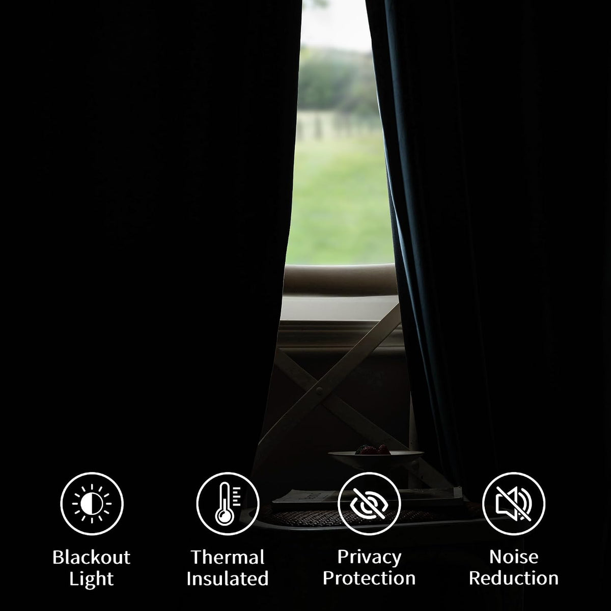 Slate‑Blue Velvet Blackout Curtains 72 Inch 2‑Panel Set