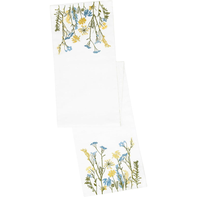 Blue Wildflowers Border Table Runner 14"×90"