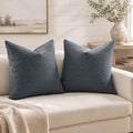 Blue‑Grey Cotton Euro Pillow Covers Set of 2 26"×26"