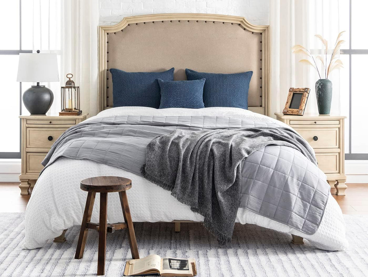 Blue Waffle Weave Euro Pillow Shams Set of 2 26"×26"