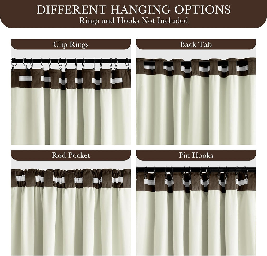 Brown 100% Blackout Velvet Curtains 84 Inch