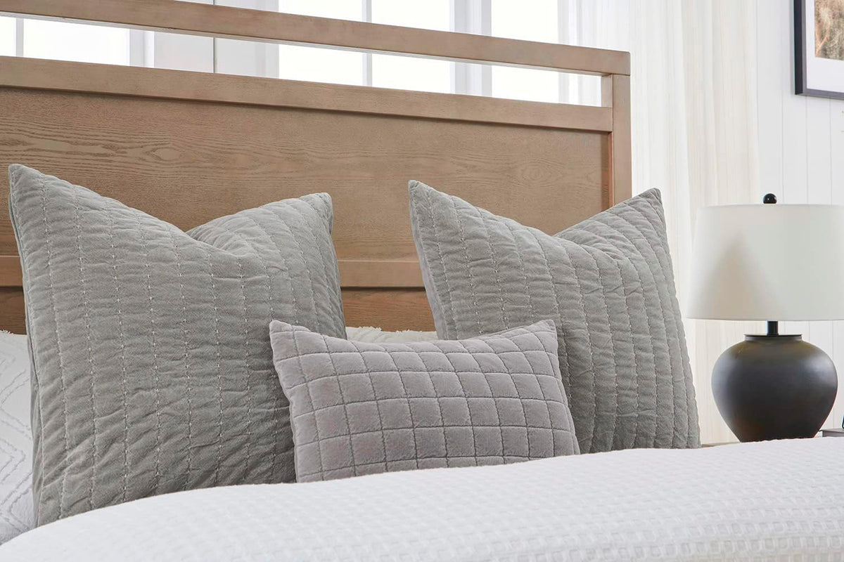 Charcoal‑Gray Quilted Euro Pillow Shams Set of 2 26"×26"