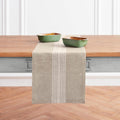 White‑Natural Striped Linen Table Runner 14"×108"