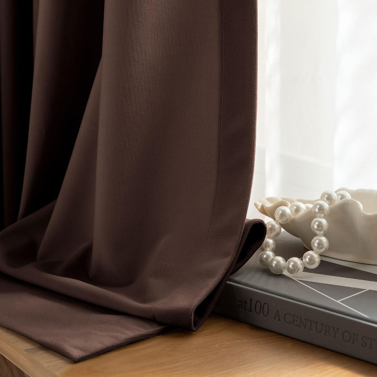 Coffee‑Brown Velvet Curtains 52"×96" 2‑Panel Set