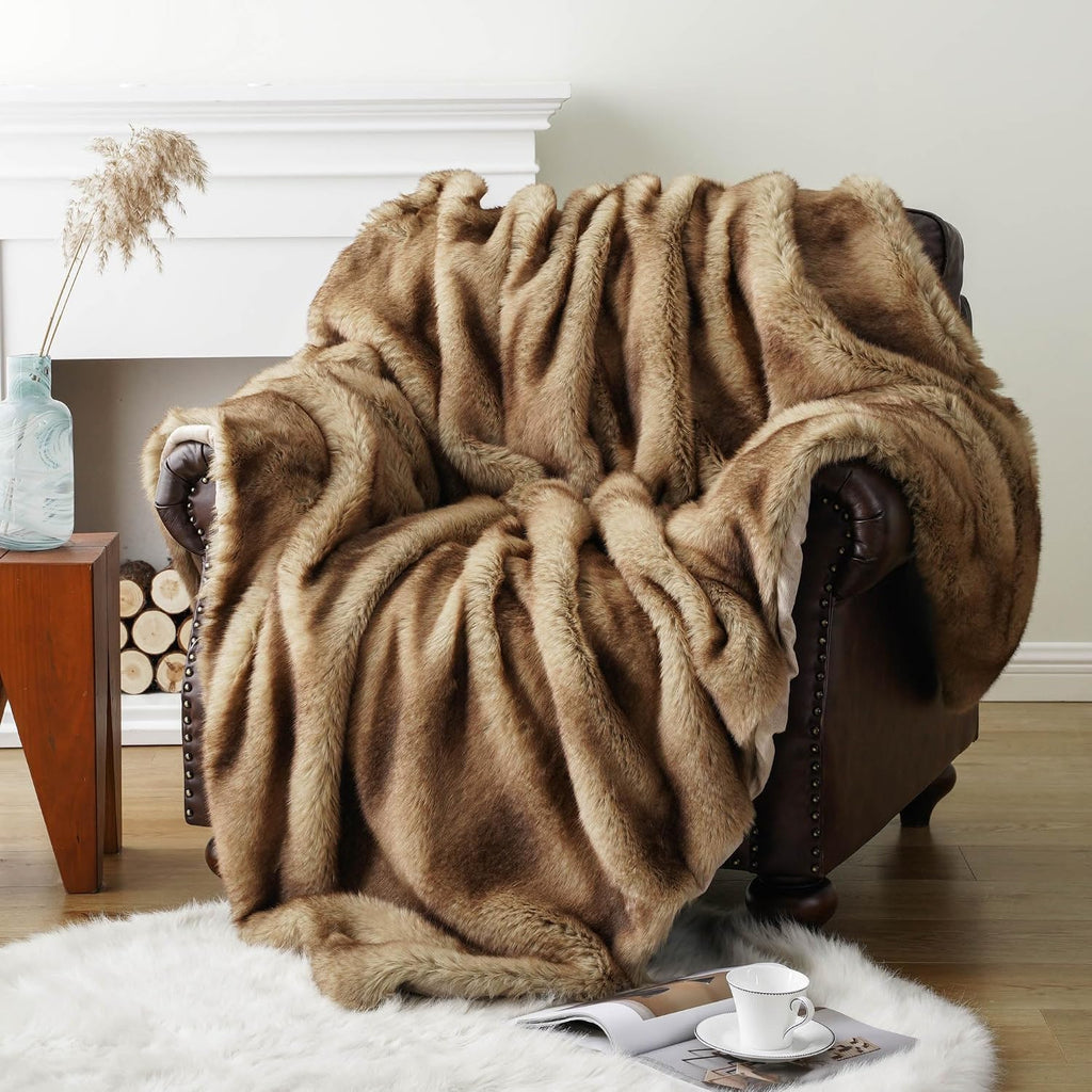 Ochre Faux Fur Throw 50"×60"