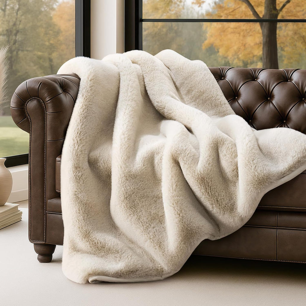 Birch‑Mink Faux Fur Throw 60"×80"