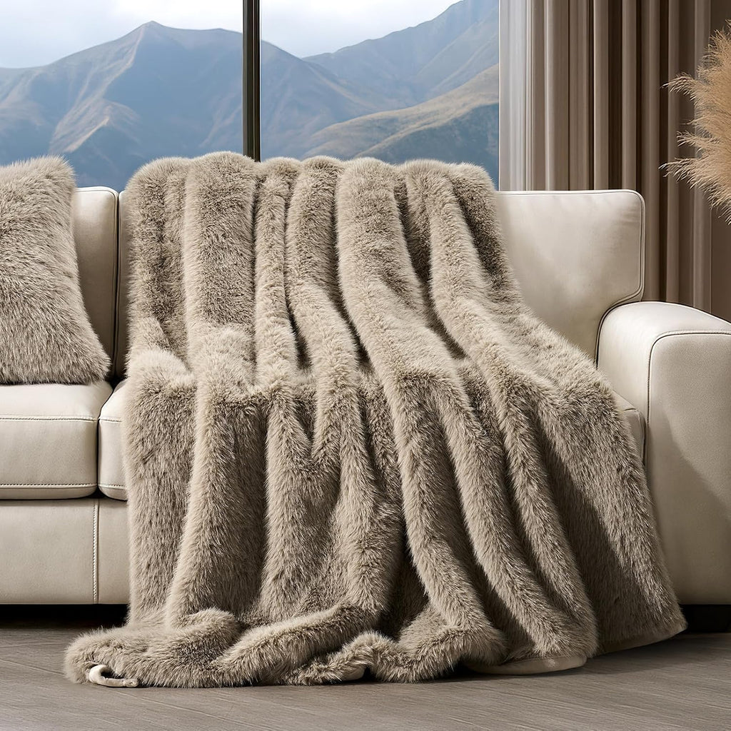 Natural‑Mink Faux Fur Throw 50"×60"