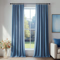 Slate‑Blue Velvet Blackout Curtains 72 Inch 2‑Panel Set