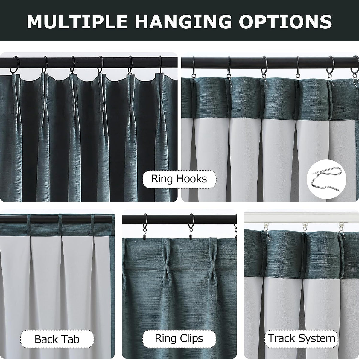 Storm‑Blue Pinch‑Pleated Velvet Blackout Curtains 40"×95"