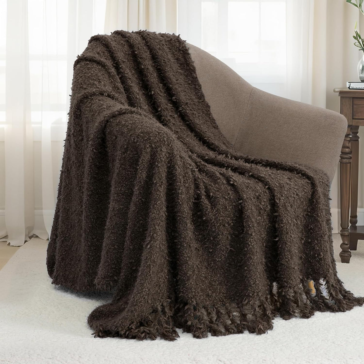 Soft Knit Tassel Throw Blanket 60"×80"