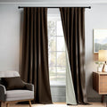 Brown 100% Blackout Velvet Curtains 84 Inch
