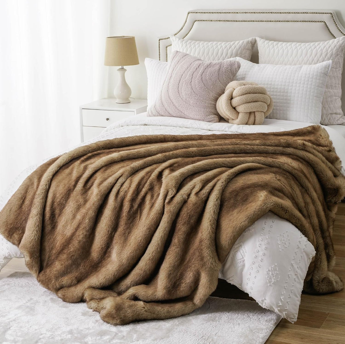 Ochre Faux Fur Throw 50"×60"