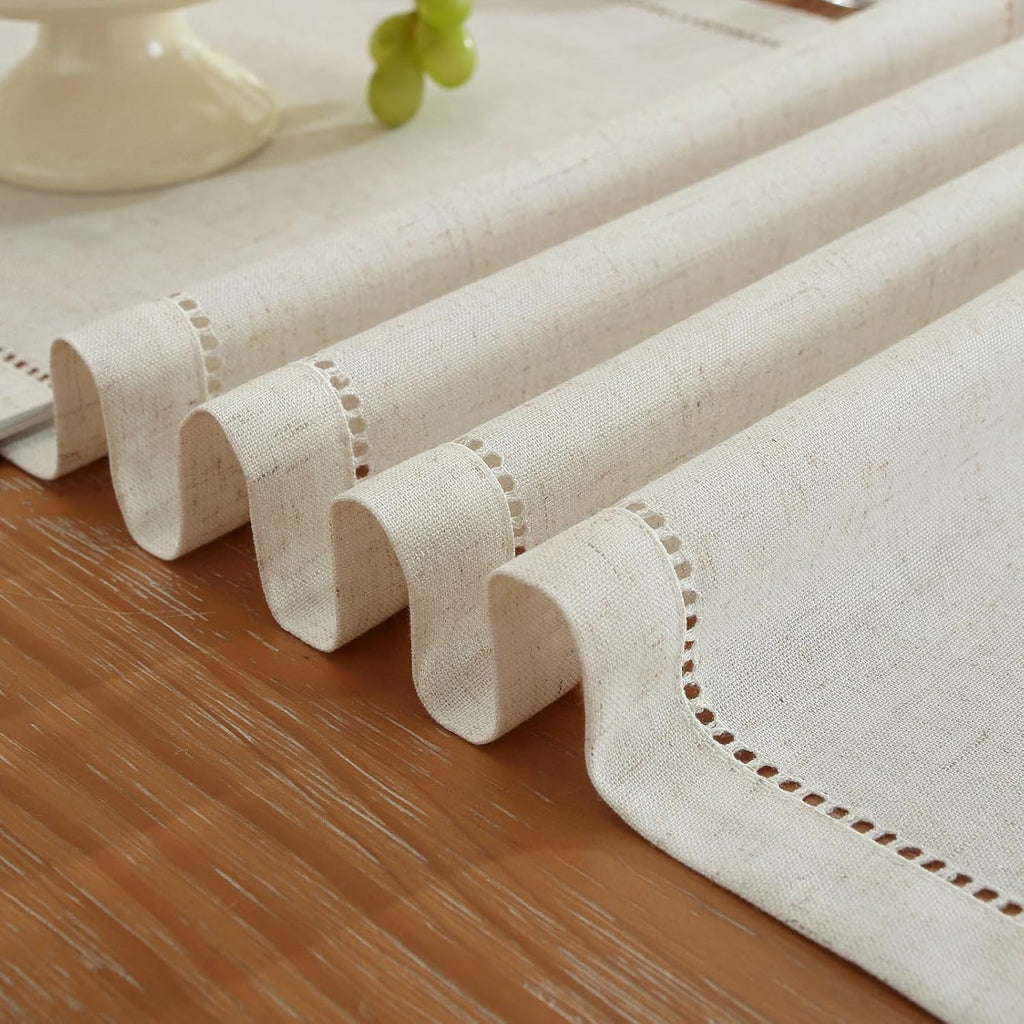 Linen‑Blend Hemstitch Table Runner