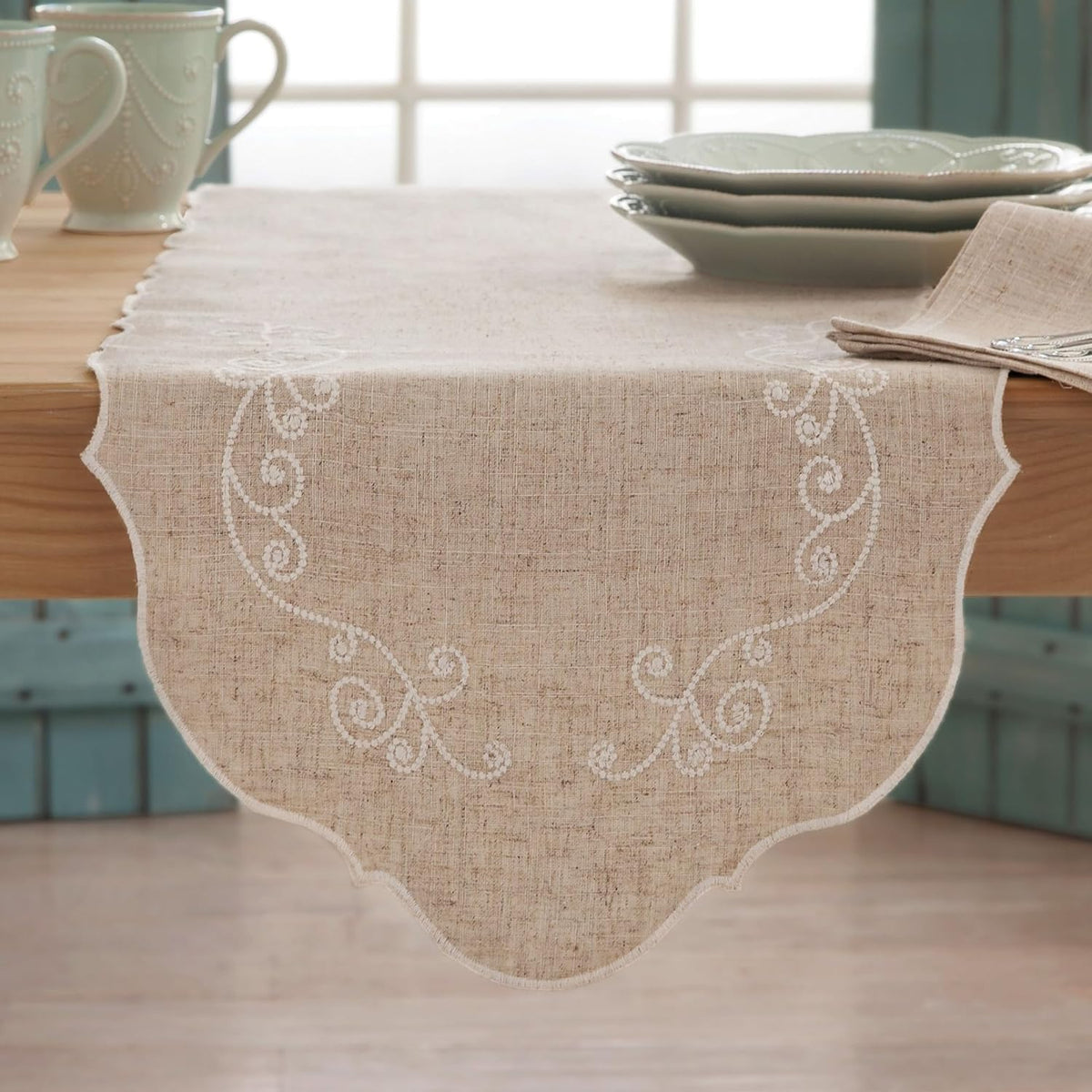Linen French Perle Table Runner 14"×70"