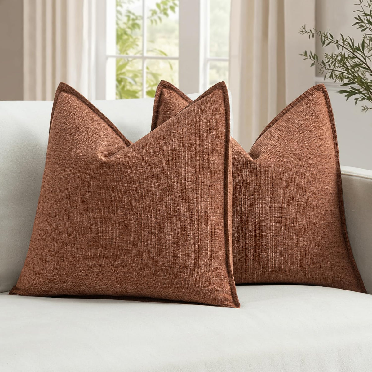 Rust Textured Euro Pillow Covers 26"×26"