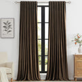 Brown Velvet Blackout Curtains 96" 2‑Panel Set