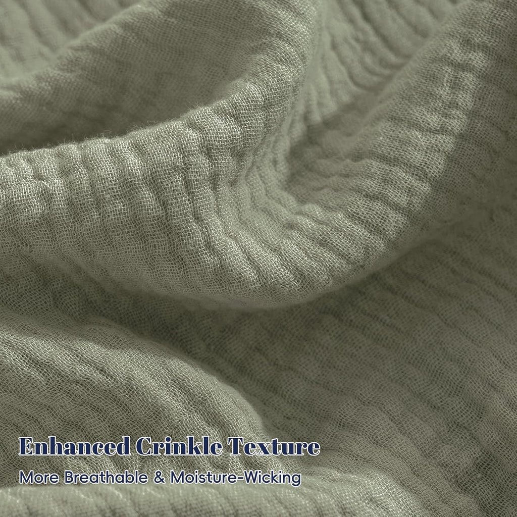 Sage Ruffle Muslin Pillow Shams King 20"×36"