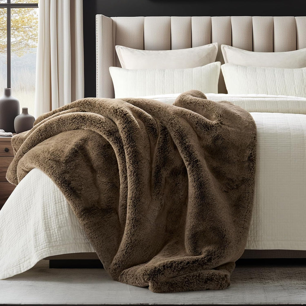 Brown‑Sable Faux Fur Throw 60"×80"