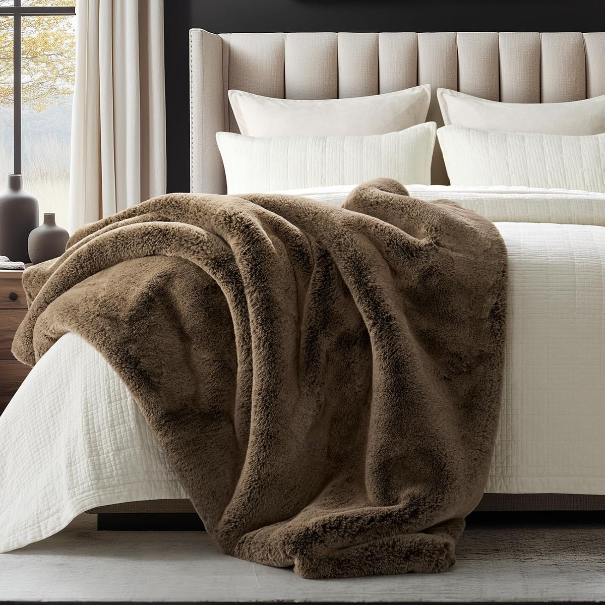 Brown‑Sable Faux Fur Throw 60"×80"