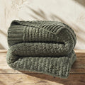 Dried‑Thyme‑Green Chenille Knit Throw 50"×60"