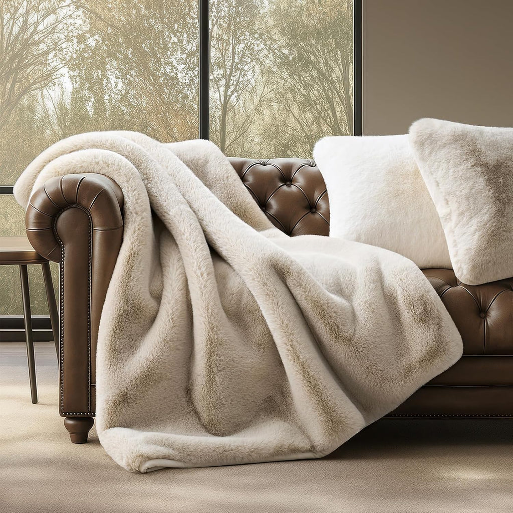 Birch‑Mink Faux Fur Throw 60"×80"