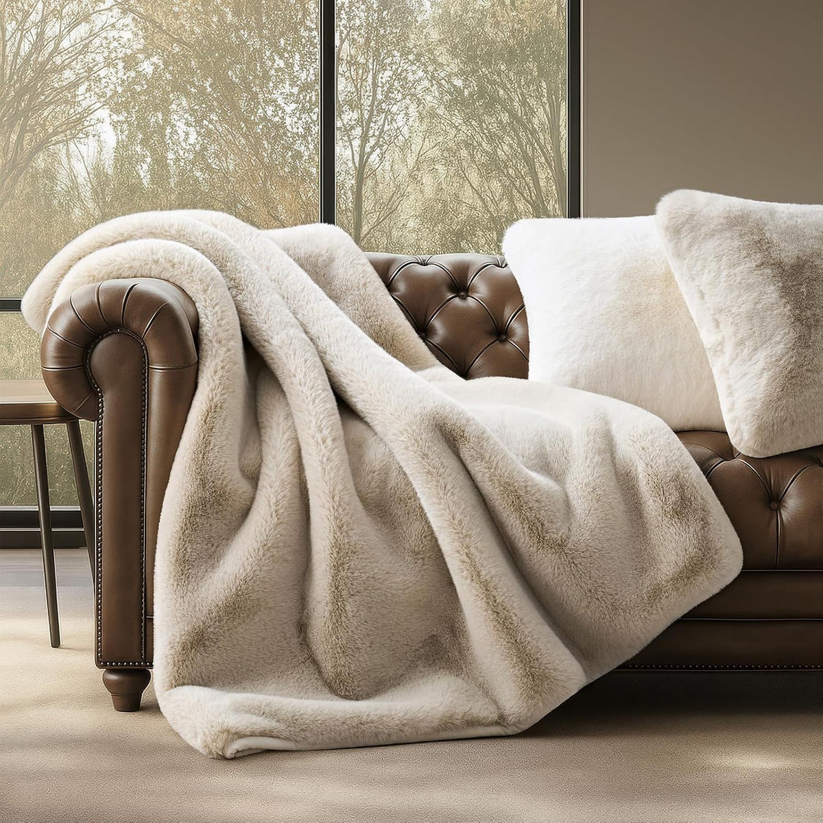 Birch‑Mink Faux Fur Throw 60"×80"