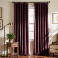 Burgundy Pleated Velvet Curtains 96" 2‑Panel Set