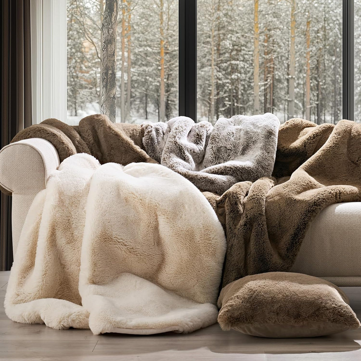 Tawny‑Mink Faux Fur Throw 60"×80"