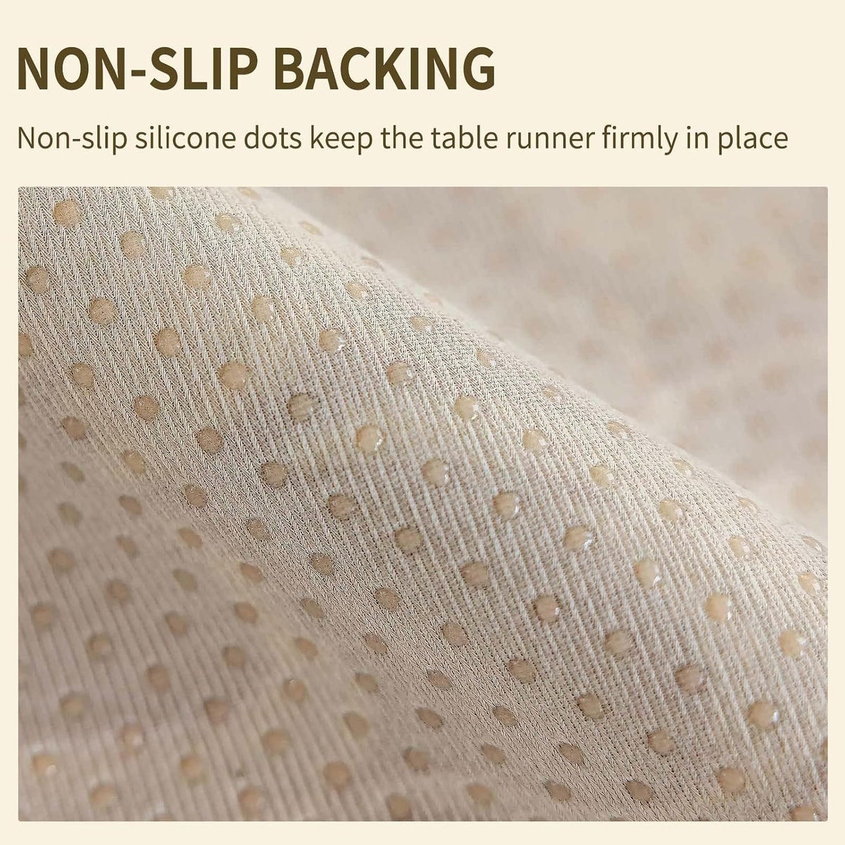 Beige Floral Chenille Lace‑Trim Dresser Runner 72"