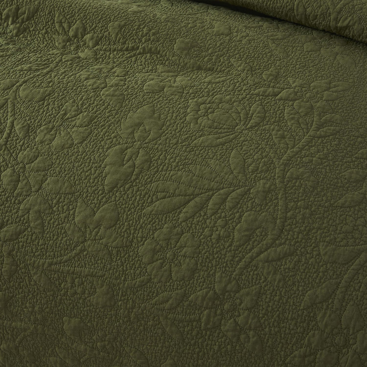Olive‑Green Quilted Pillow Shams Set of 2 Standard