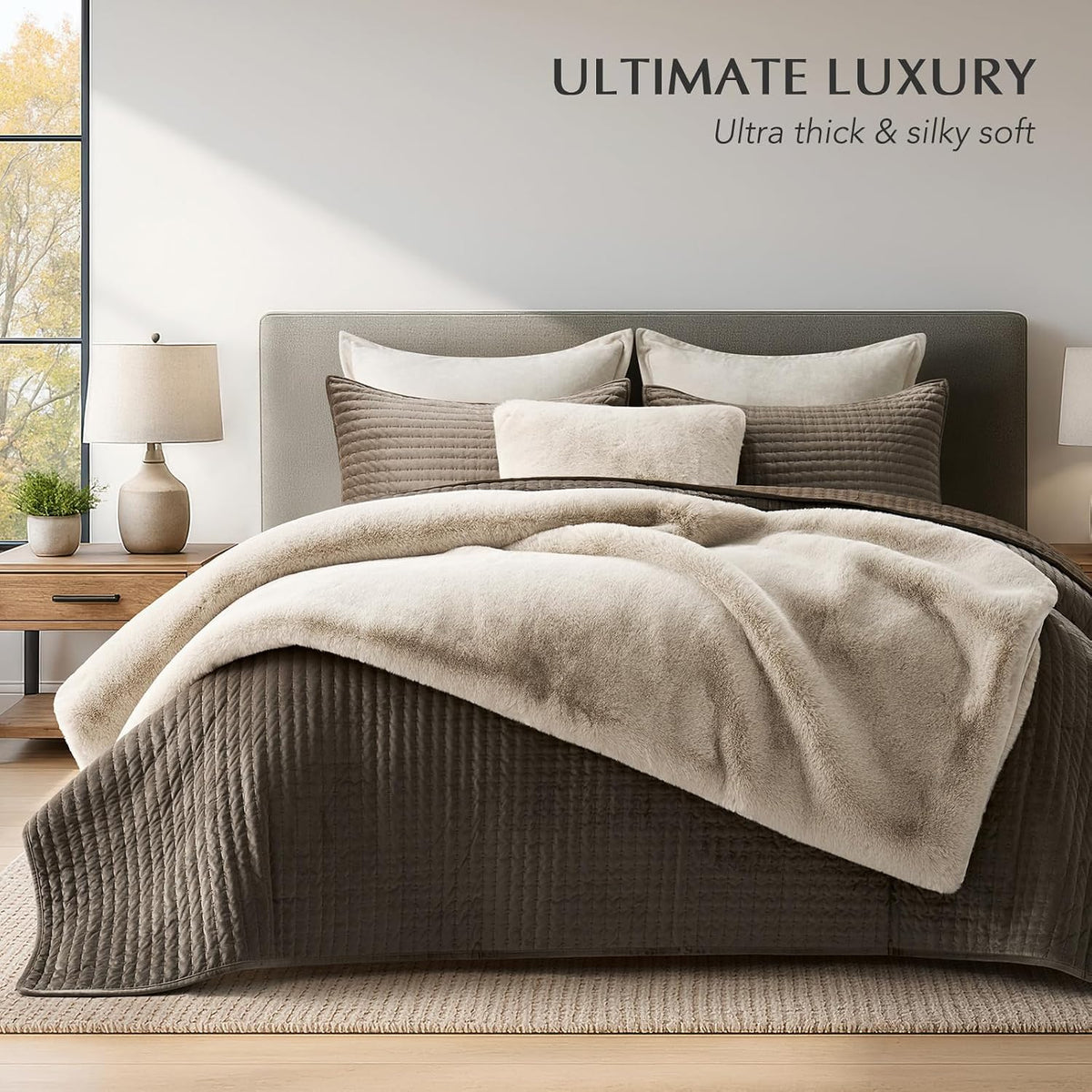 Birch‑Mink Faux Fur Throw 60"×80"