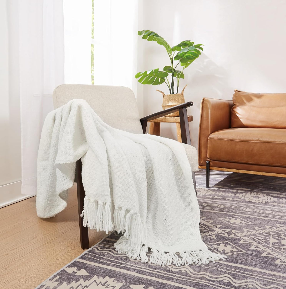 Loom White Chunky Boucle Throw 50"×70"