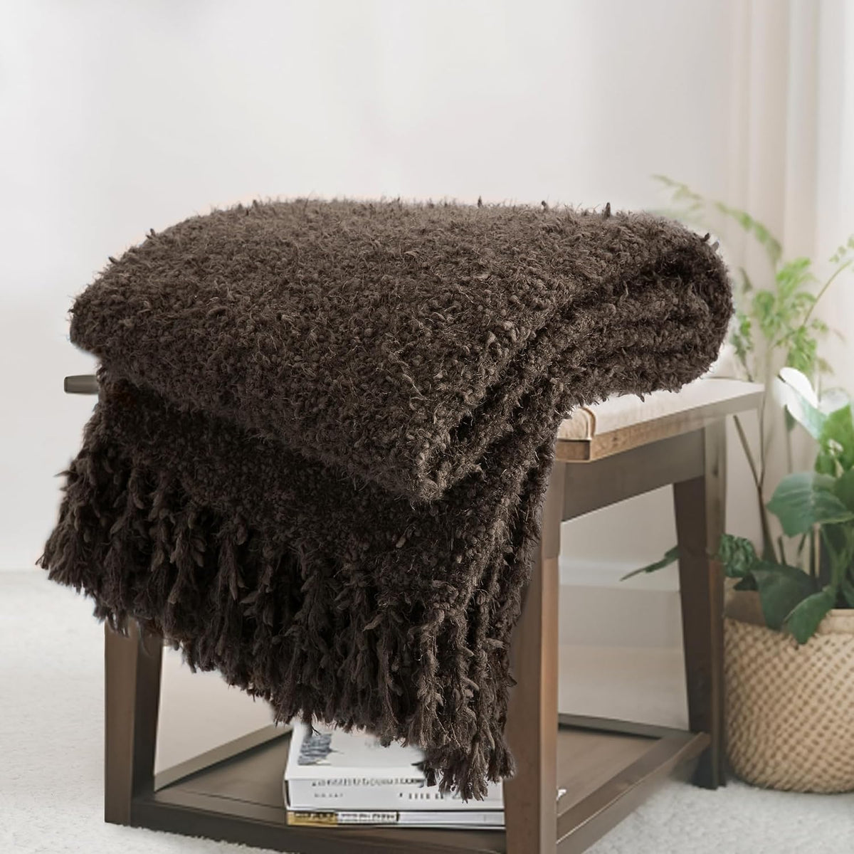 Soft Knit Tassel Throw Blanket 60"×80"