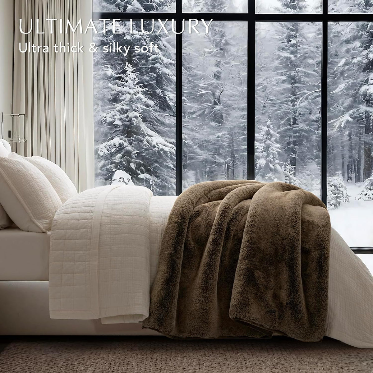 Brown‑Sable Faux Fur Throw 60"×80"