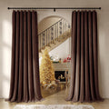 Coffee‑Brown Velvet Curtains 52"×96" 2‑Panel Set