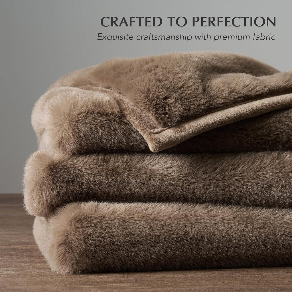Natural‑Tan Faux Fur Throw 60"×80"