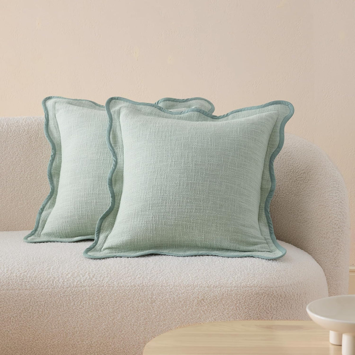 Green Forest Scalloped Cotton Pillow Covers