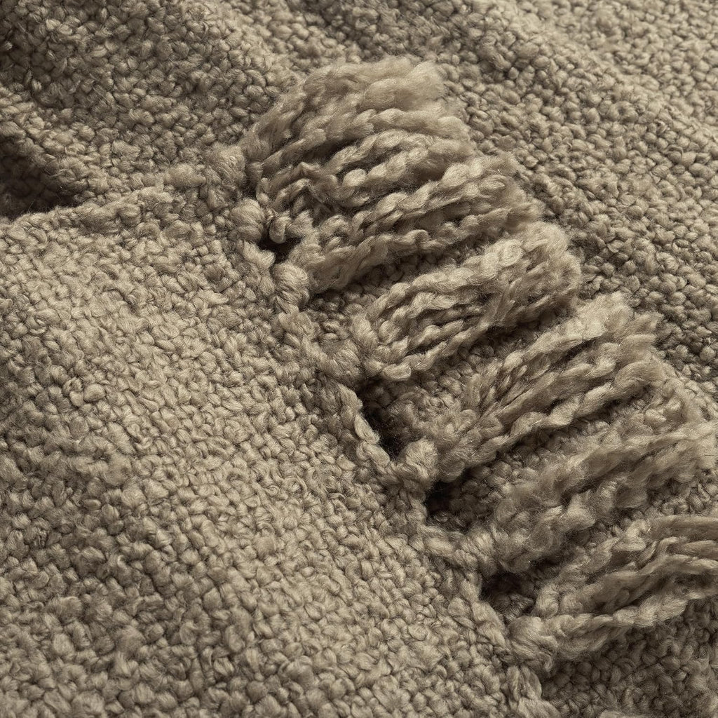 Neutral Boucle Fringed Throw 50"×60"
