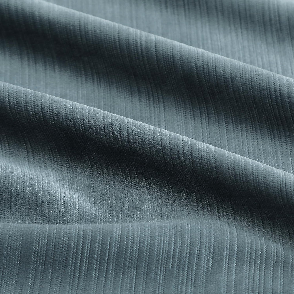 Storm‑Blue Pinch‑Pleated Velvet Blackout Curtains 40"×95"