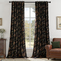 Black Moody‑Floral Velvet Curtains 52"×84" 2‑Panel Set