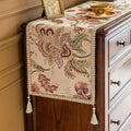 Beige Floral Chenille Lace‑Trim Dresser Runner 72"