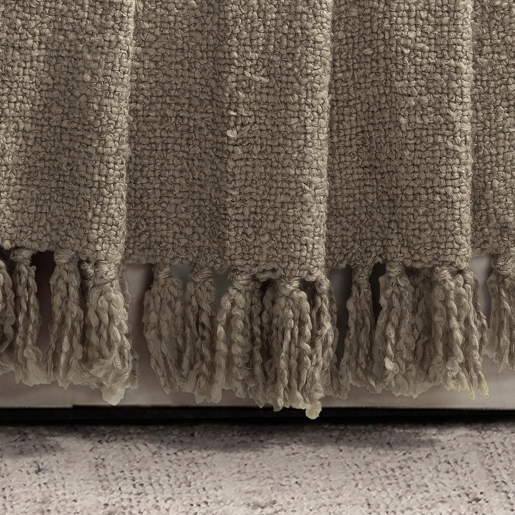 Neutral Boucle Fringed Throw 50"×60"