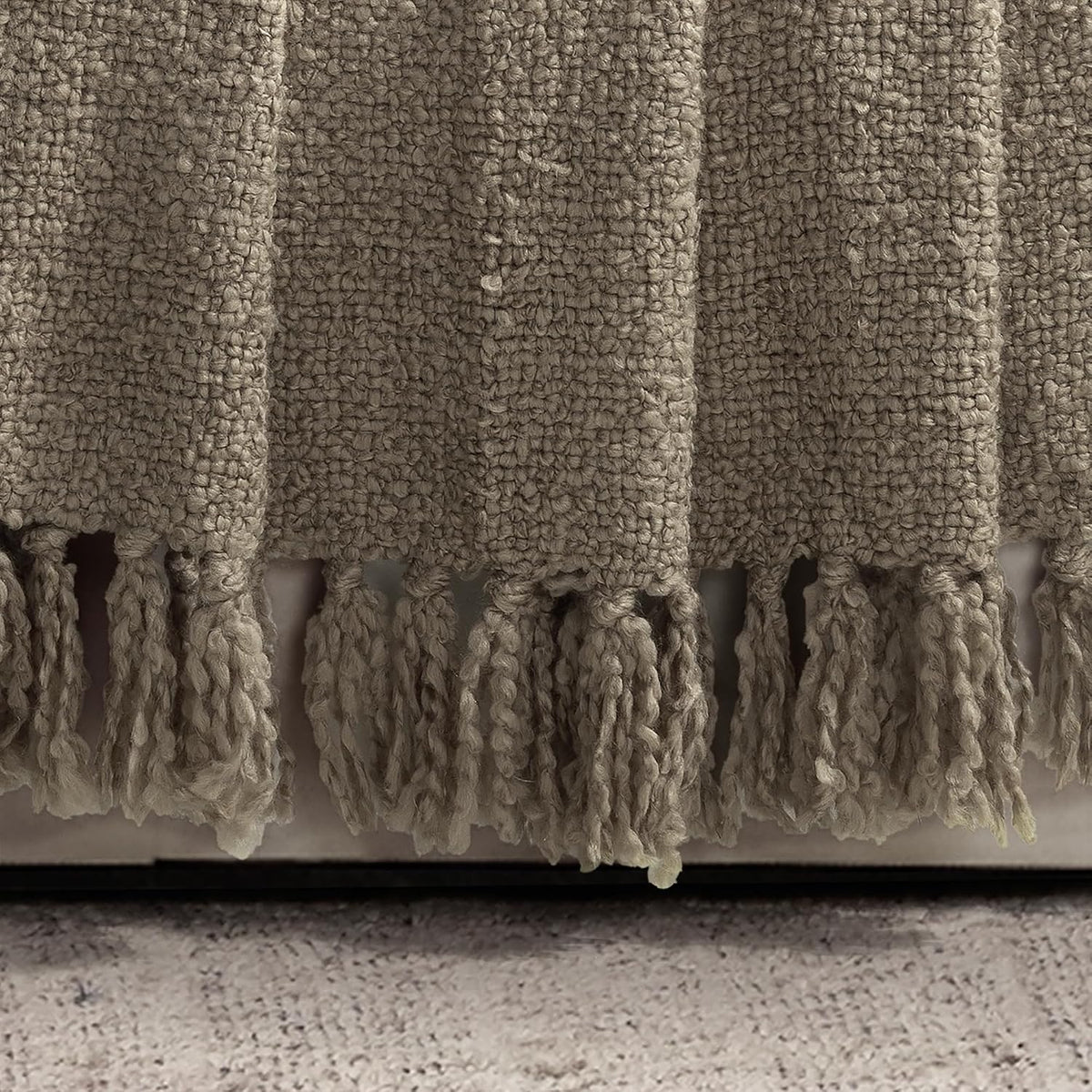 Neutral Boucle Fringed Throw 50"×60"