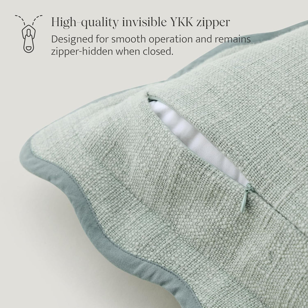 Green Forest Scalloped Cotton Pillow Covers