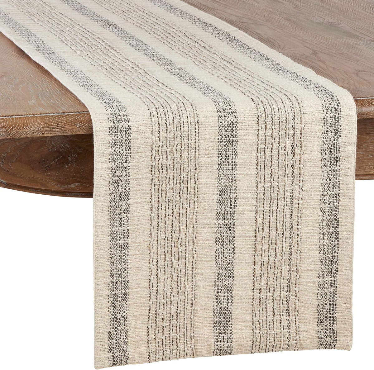 Ivory Stripe Woven Table Runner 16"×72"