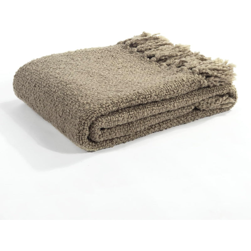 Neutral Boucle Fringed Throw 50"×60"