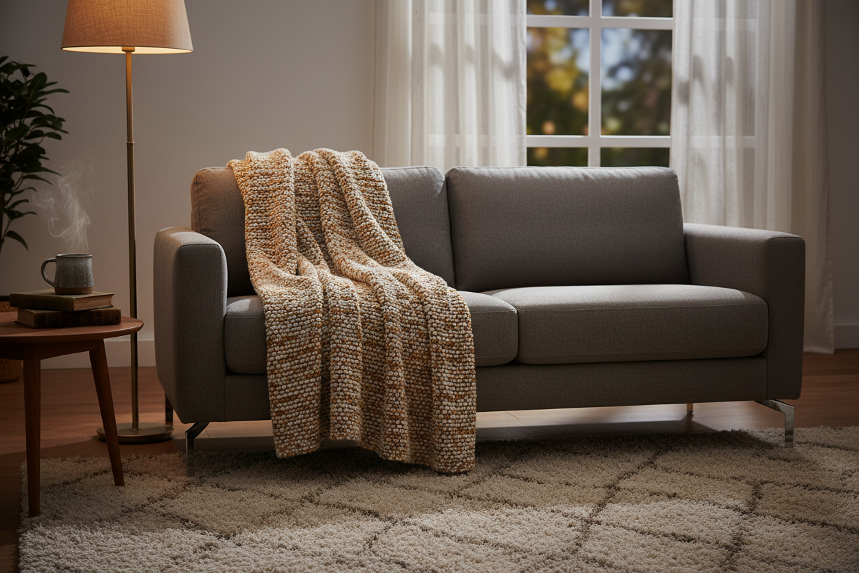 Textured Bouclé Couch Throws